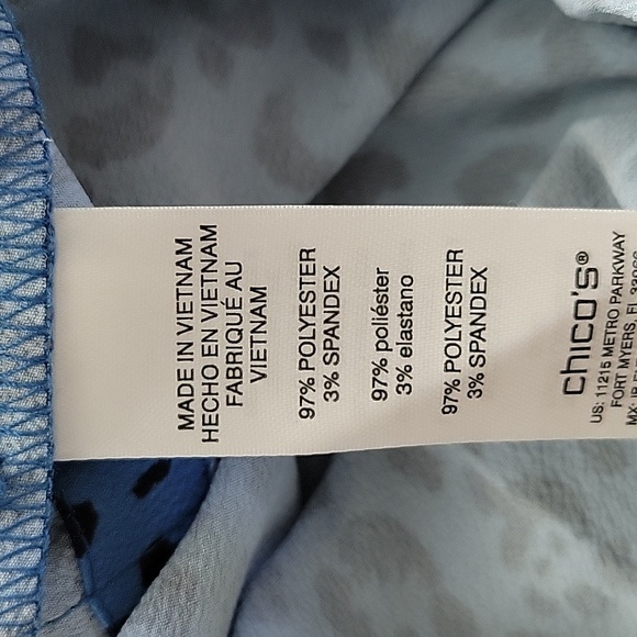 Chico's Blue Leopard Print Cinch Waist Button Down Tunic Size Large - Picture 8 of 9